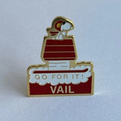 Vail Ski Pin Snoopy Flying Ace Vintage Quantasia 1" Tall Go For It Metal - Image 1 of 4