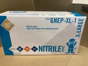4MIL-100/box Nitrile Gloves Powder Free 100 COUNT-Blue Size XL SAFETY ZONE - Picture 1 of 4
