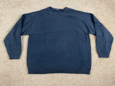 Vintage Arrow Pullover Sweater Mens XXL Knitted Crewneck Cuff Geometric Blue - Image 1 of 4
