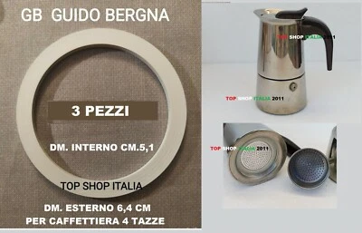SET 3 PEZZI GUARNIZIONE 4 TAZZE DM.6,4 PER CAFFETTIERA GB GUIDO BERGNA - Image 1 of 2