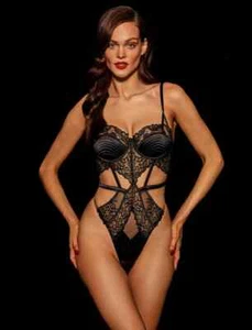 Honey Birdette Jana Body schwarz 40DDD 40F transparente Spitze - Bild 1 von 9