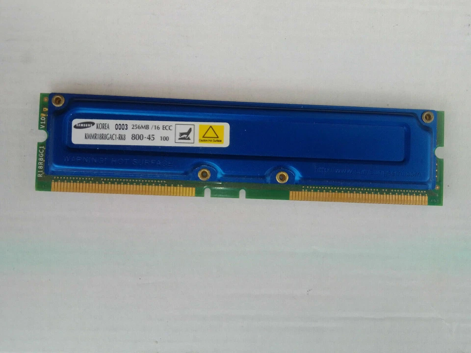 256MB / 16 ECC 800MHZ MEMORY Rambus RIMM SAMSUNG KMMR18R8GAC1-RK8 800-45 - Immagine 1 di 1