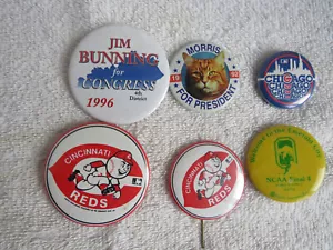 Six Miscellaneous Sport & Non-Sport Pins/Buttons - Picture 1 of 5