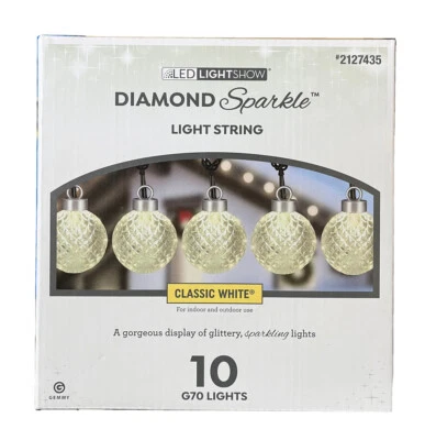 Gemmy Lightshow Diamond Sparkle 10 Ct G70 LED Sparkling Classic White Lights - Image 1 of 2
