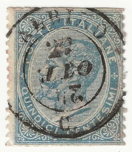 1863 Regno d'Italia - 15 c. tiratura di Londra De La Rue con annullo di Albino - Picture 1 of 1
