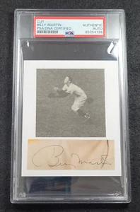 BILLY MARTIN Large Cut Signature-NEW YORK YANKEES-PSA Slabbed - Picture 1 of 5
