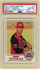 2017 Topps Heritage Minor League Leody Taveras Real One Auto #3/25 Gray PSA 10