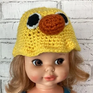 Handmade Crochet Infant Baby Yellow Duck Bucket Hat - Picture 1 of 10