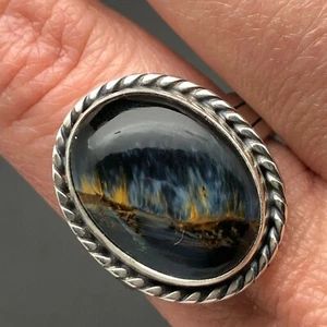 Anillo de plata esterlina 925 maciza de piedra de pietersita hecho a mano joyería bw4790 - Imagen 1 de 4