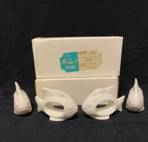 Shafford Vintage Fine Porcelain China Fisch Figur Serviettenringe im Originalkarton - Bild 1 von 4