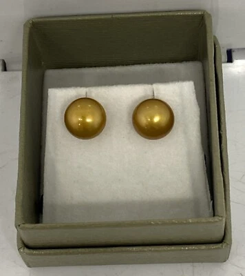 Pendientes Honora Perla Tono Oro Cultivado Agua Dulce 8.55mm Poste Trasero Stud 925 Foto 1 de 2