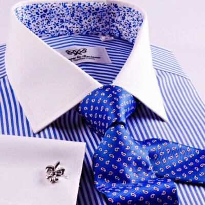 Рубашка Best Seller Blue Stripe WInchester с синей цветочной внутренней подкладкой пополненная - Изображение 1 из 4