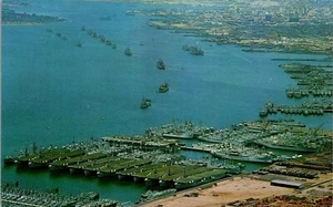 Vintage California CA Postcard San Diego US Naval Navy Aerial View 1972 - Picture 1 of 3