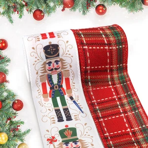 2 Rolls Christmas Ribbons for Wreath Bows Ornaments, Xmas Wired Edge Ribbons ... - Picture 1 of 5