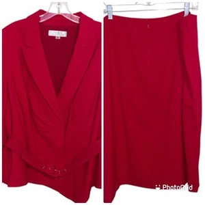 Tahari ASL Skirt Suit Womens Size 18W 2 Piece Set Belt Career Business NEW $320 - Picture 1 of 16