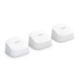 Amazon eero 6 Mesh Wi-Fi 6 3-Pack (Router & 2 Extenders) 75+ Devices 4500sqf - Picture 1 of 9