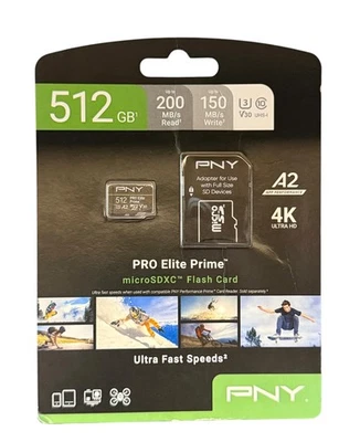 PNY P-SDUX512U3100PRO-GE 512GB PRO Elite Class 10 U3 V30 microSDXC Flash Memory - Image 1 of 2