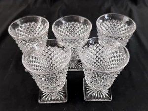 (Set of 5) Westmoreland English Hobnail Clear Square Base Juice Glasses 4" Tall - Picture 1 of 6