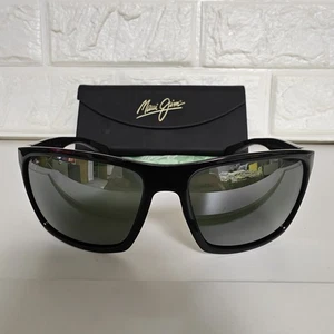 MAUI JIM Makoa MJ-804-02 Glossy Black Square Wrap Polarised Green Sunglasses - Picture 1 of 21