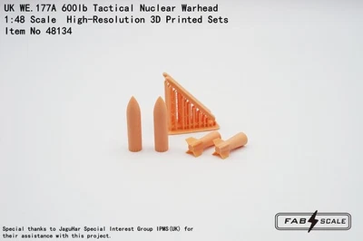 FAB FA48134 1/48 UK WE.177A 600lb Tactical Nuclear Warhead W/Pylon（2 sets） - Image 1 of 4