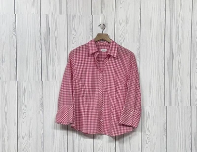 Liz & Co Camisa Mujer Talla Grande Botón Manga Larga Rosa Estampado Top Foto 1 de 4