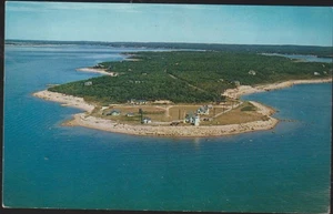 Buzzards Bay Wings Neck Leuchtturm Cape Dorsch Kanal MA. Luftaufnahme Chrom Postkarte - Bild 1 von 2