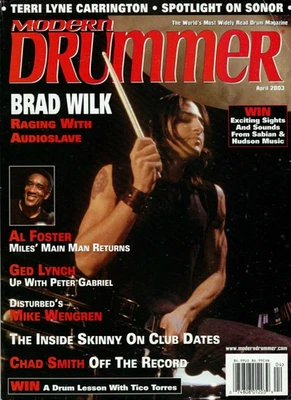 Modern Drummer Magazine April 2003 Brad Wilk Audioslave Chad Smith Mike Wengren - Image 1 of 2