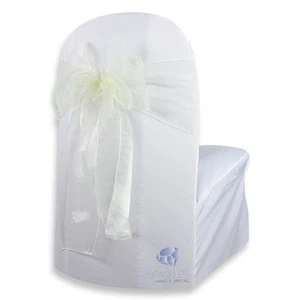 10 pcs Organza Chair Cover Bow Sash 108"x8" - Ivory - Wedding Party Banquet eg - Picture 1 of 5