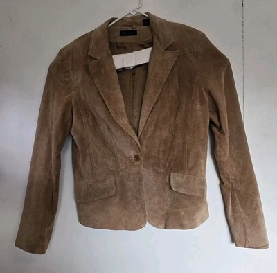 Vtg Context Womens 14 Jacket Y2K Suede Brown Blazer 100% Leather Cowgirl Western - Image 1 of 4