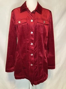 Chico's Red Velvet Jacket Size 1 US Size 8/10 Jean Jacket Cut - Picture 1 of 11