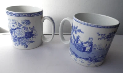 SPODE BLUE & WHITE BLUE ROOM GEORGIAN SERIES GIRL AT WELL & BLUE ROSE MUGS LOT - Image 1 of 4