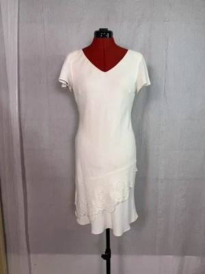 Vintage S.L. Vestido para mujer Fashions talla 8P blanco floral con cuentas en capas D347 Foto 1 de 4