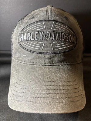 Gorra de camionero de malla para hombre Harley-Davidson HD ajustable Gris y negro excelente estado. Foto 1 de 4