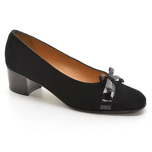 Damas Tea Korini Miglioranza Tacones con lazo 38/8 Negro Gamuza Zapatos sin cordones Italia - Imagen 1 de 6