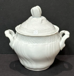 Richard Ginori 1735 Vecchio Bianco weiß Zuckerdose & Deckel 4 5/8" - Bild 1 von 4