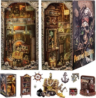 Book Nook Kits for Adults, 3D Pirate Ship Puzzle DIY Miniature Pirate, Black  - Image 1 of 4