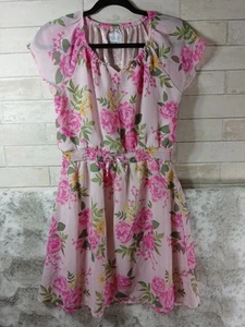 Girl's The Children's Place Dress XXL Sz 16 Short Sleeve Pink Roses - Picture 1 of 5