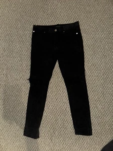 Pacsun Stacked Skinny Moto Jeans Black 30x30 Distressed Ribbed Panels - Picture 1 of 4
