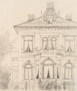 Architekturentwurf, Gründerzeitvilla, um 1900, Bleistift Unbekannt (19.Jhd) - Bild 1 von 4