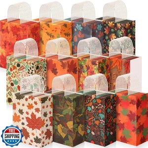 Tenceur 120 Pcs Fall Gift Bags Bulk Kraft Paper Orange Gift Bags Maple Leaf E - Picture 1 of 5