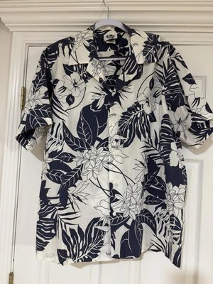 Camisa Aloha Tropical True Vintage HILO HATTIE Etiqueta Negra Talla 2XL Azul y Blanco Foto 1 de 4