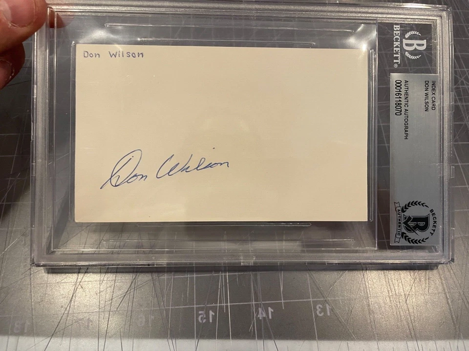 DON WILSON HOUSTON ASTROS SIGNED INDEX CARD AUTO BECKETT SLABBED - Image 1 of 1