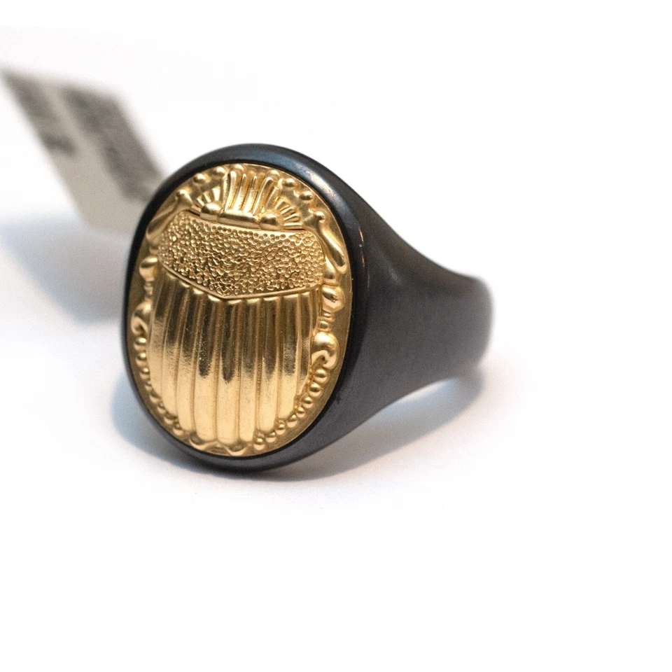  DAVID YURMAN New Men's 20.5mm PETRVS Scarab Ring 18K Gold Black Titanium Size 9 - Image 1 of 1