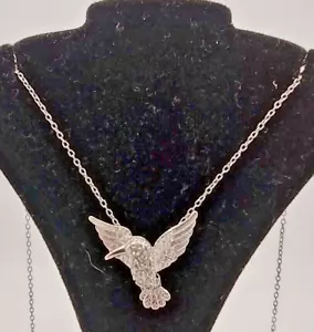 925 Hummingbird Pendant Necklace 18" - Picture 1 of 6
