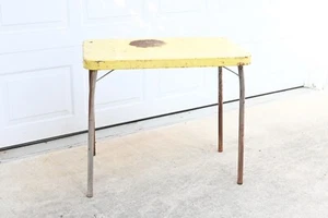 Vintage Yellow Childs Metal Folding Table Cosco Mid Century Furniture - Picture 1 of 11
