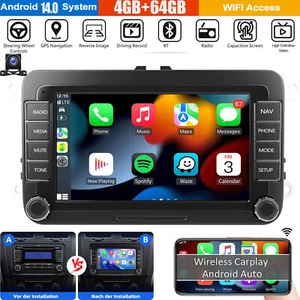 64G+7" Android Autoradio Für VW GOLF 6 5 Passat Touran Polo Carplay GPS WIFI+KAM - Bild 1 von 14