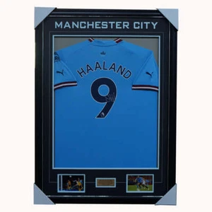 Erling Haaland Signed Manchester City Jersey Framed With Photos and Plaque - Picture 1 of 1