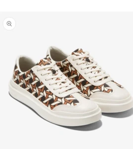 COLE HAAN GRANDPRO RALLY GEOMETRIC CANVAS WHITE LEATHER T-TOE W28828 7.5 M LN - Picture 1 of 9