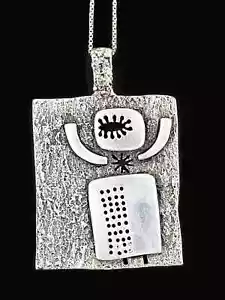 Superb Designer Guy Vidal Abstract Modernist HUGE Pendant on Sterling Chain - Picture 1 of 10