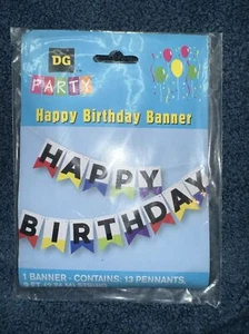 DG Party Happy Birthday Banner - 13 Pennants (9 Foot String) - Picture 1 of 2